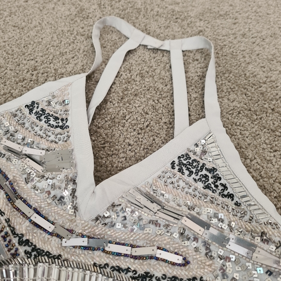 NBD A-line V-neck short/mini sequined party dress with beading size small - Picture 4 of 6